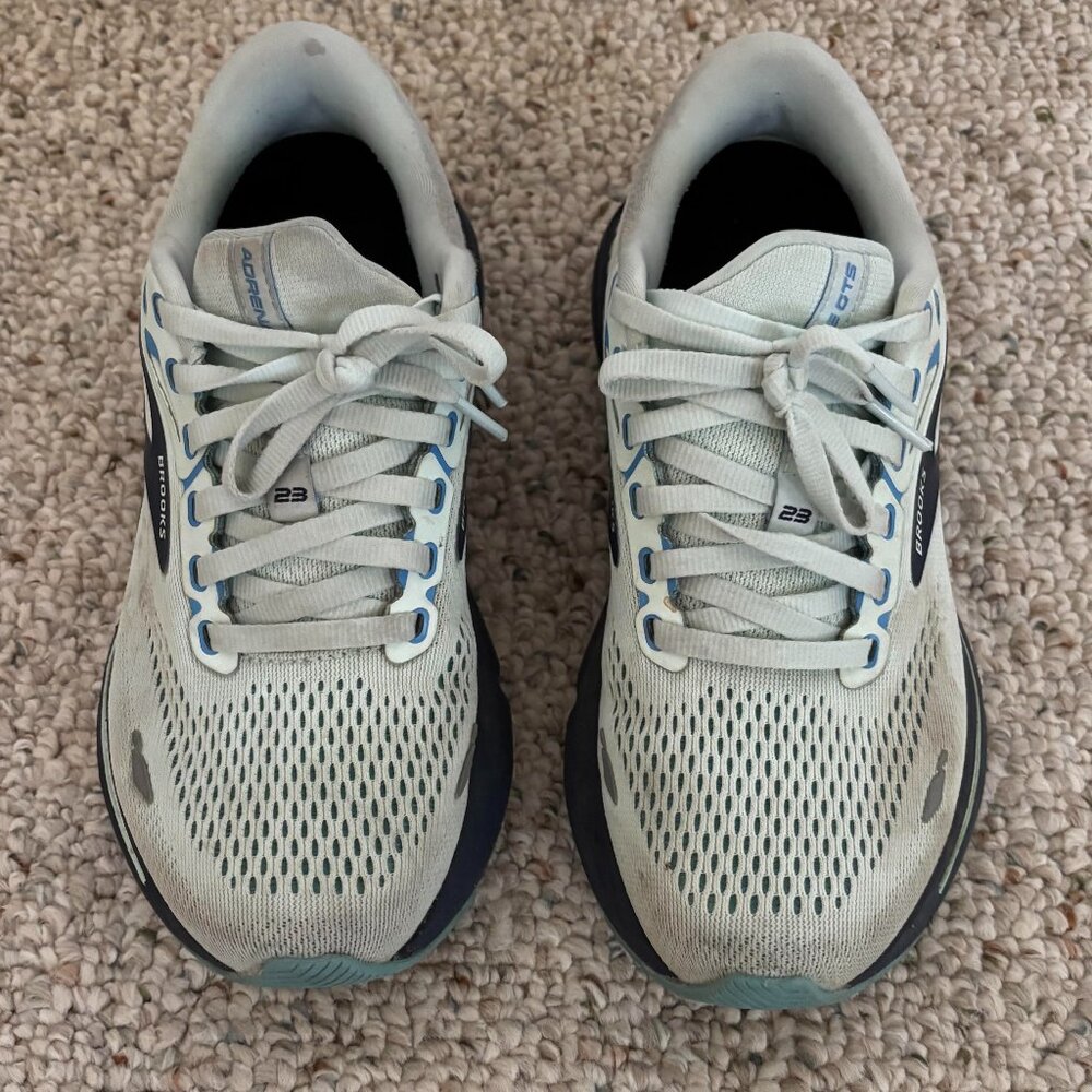 Brooks Women’s Adrenaline GTS 23 Running Shoes in Blue Glass/Nile Blue in 7Wide